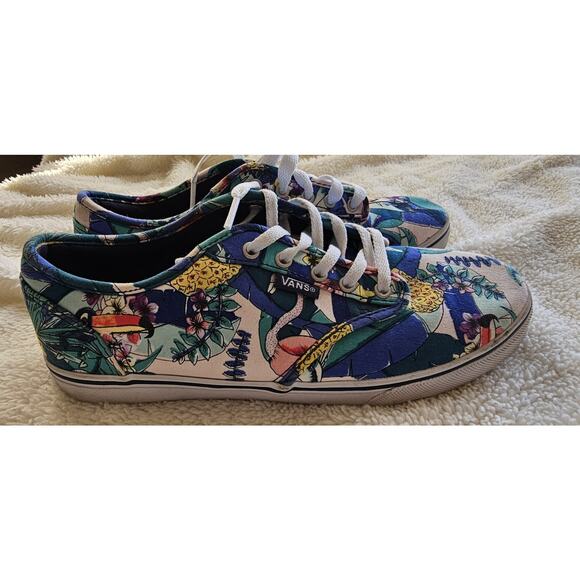 Vans Authentic Low‎ Pro Women’s Size 6 M Tropical Flowers Parrot Canvas Sneakers - Picture 2 of 6